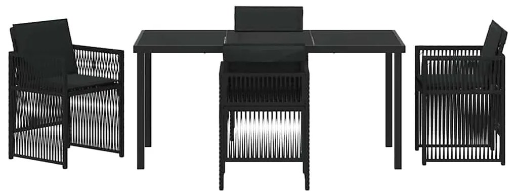 vidaXL Σέτ φαγητού για κήπο 5 pcs Μαύρο Χάλυβας με επίστρωση πούδρας