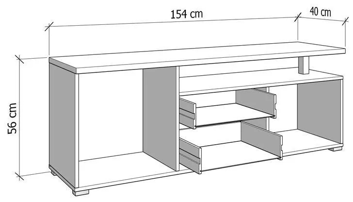 Έπιπλο τηλεόρασης ATERNO 154 3K2F2V Λευκό - Artisan Oak 154x40x56εκ. 154x40x56 εκ.