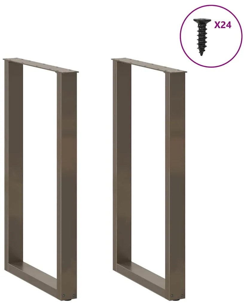 vidaXL Πόδια Τραπεζιού Μπαρ σε Σχήμα U, 2 τεμ., Φυσικό Ατσάλι 60x(100-101) εκ. Ατσάλι