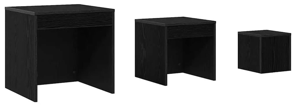 vidaXL Τραπεζάκια Σαλονιού 3 pcs Μαύρη δρυς 45 x 45 x 45 cm