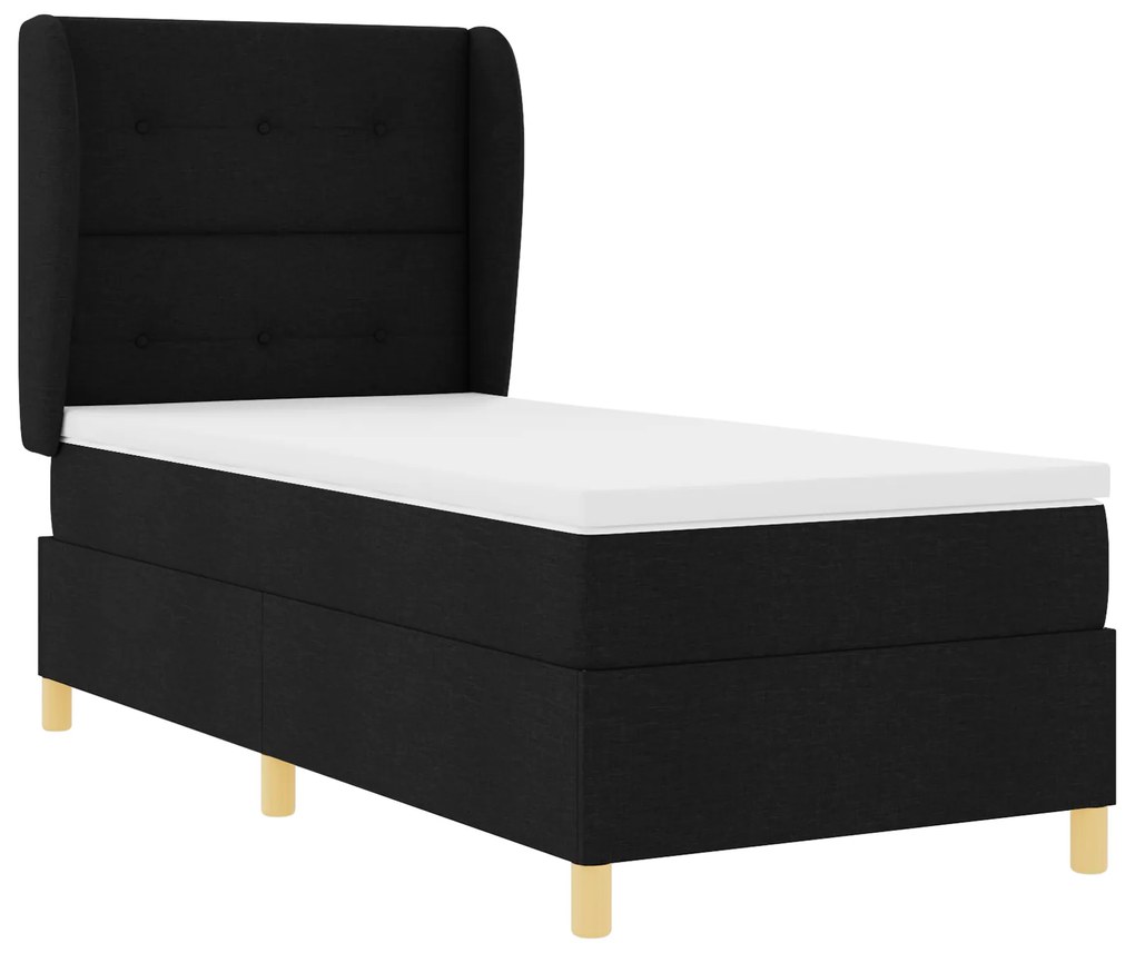vidaXL Κρεβάτι Box Spring με Στρώμα Μαύρο 90x190 εκ Ύφασμα
