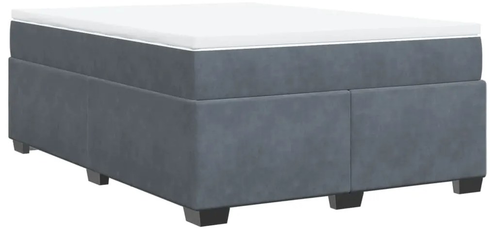 vidaXL Κρεβάτι Boxspring με Στρώμα Σκούρο Γκρι 140x190 εκ. Βελούδινο