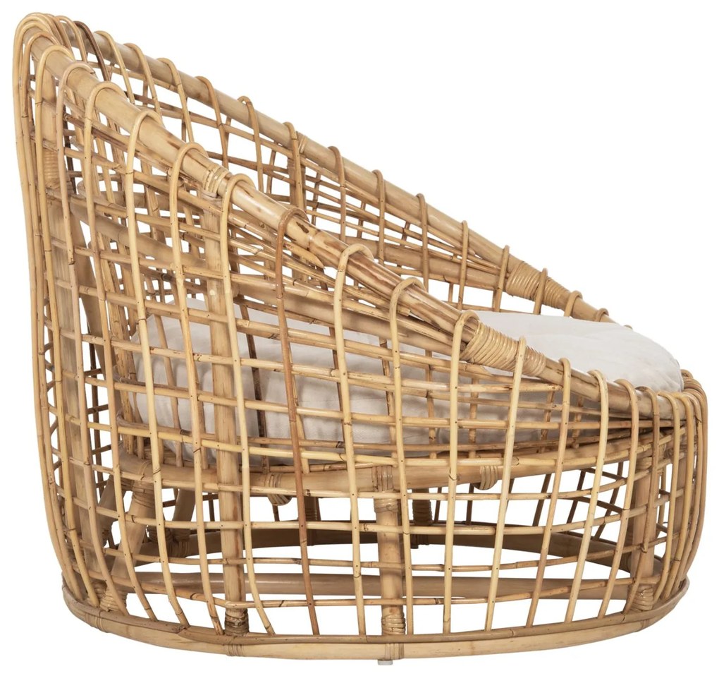 Καρέκλα - Πολυθρόνα ENTO C9814 Φυσικό Rattan με Λευκό Μαξιλάρι 106x94x82Yεκ. 106x94x82 εκ.