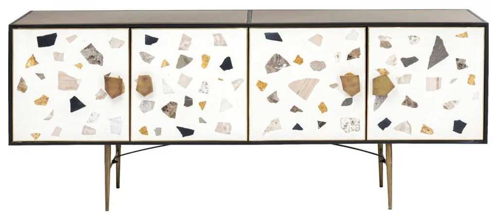 Μπουφές Terrazzo Μεταλλικός Πολύχρωμος 183x41x77εκ - Μαύρο