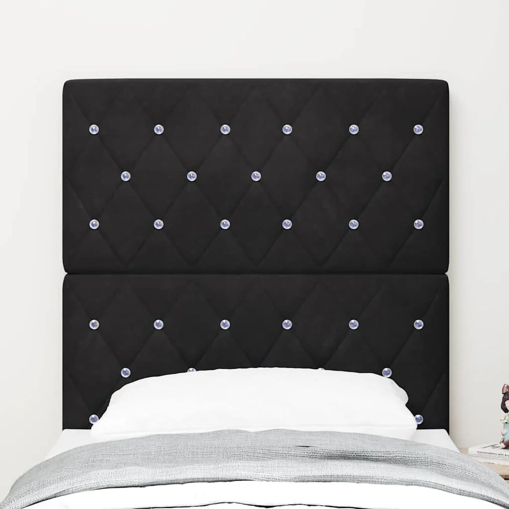 vidaXL Κεφαλάρι LED με φώτα λωρίδας LED Argyle Μαύρο 80 cm Βελούδο