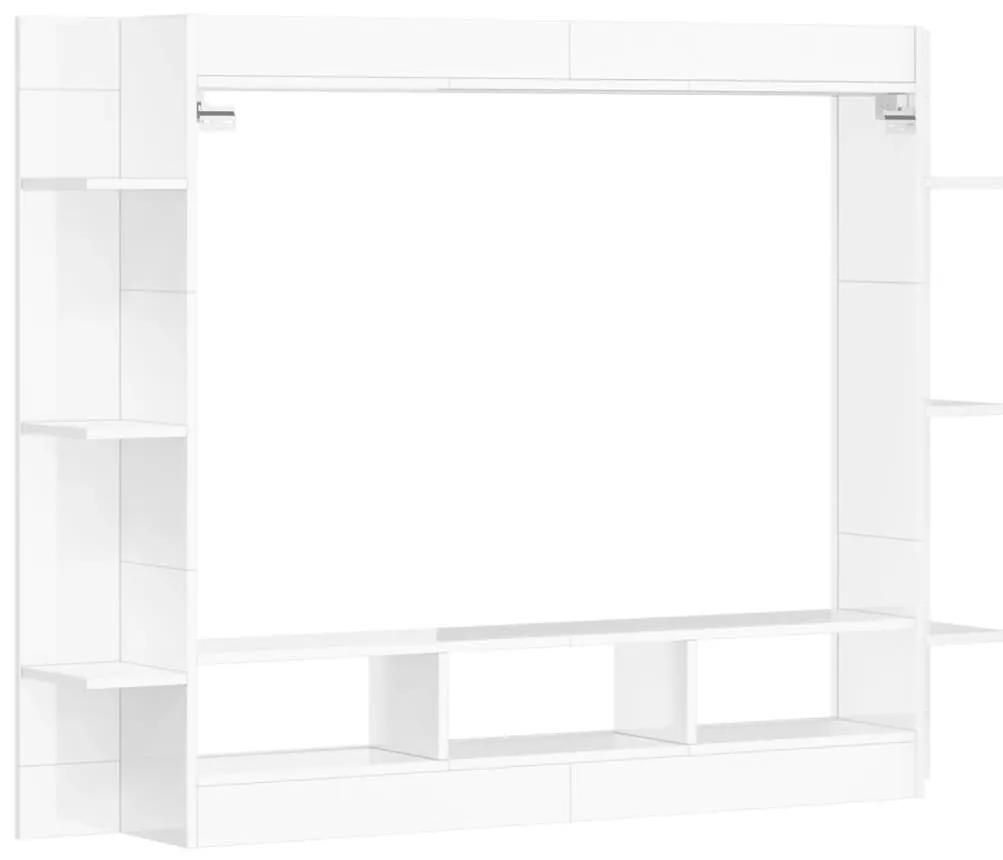 Έπιπλο Τηλεόρασης Γυαλ. Λευκό 152x22x113 εκ. Επεξεργασμένο Ξύλο - Λευκό