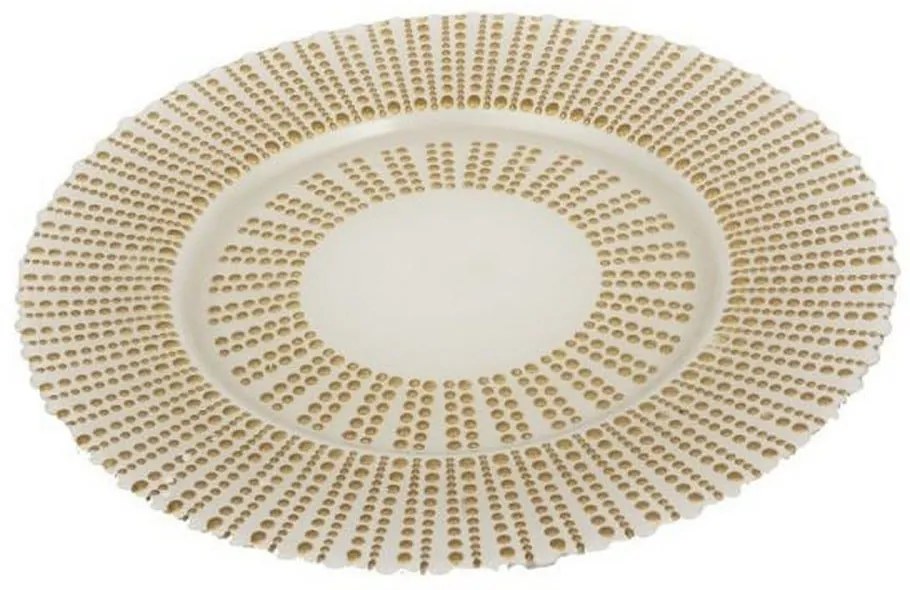 Πιατέλα Γυάλινη Vlay 75842 33cm White-Gold Artekko Glass