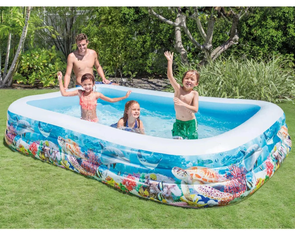 INTEX Πισίνα Swim Center Family Pool Σχέδιο Ζώα Θάλασσας 305x183x56εκ.