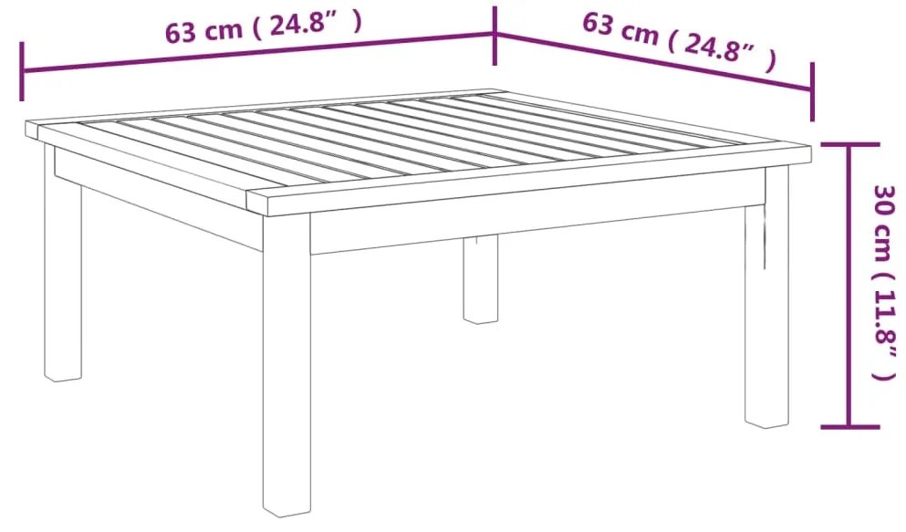 vidaXL Τραπεζάκι Σαλονιού Κήπου 63x63x30 εκ. από Μασίφ Ξύλο Ακακίας