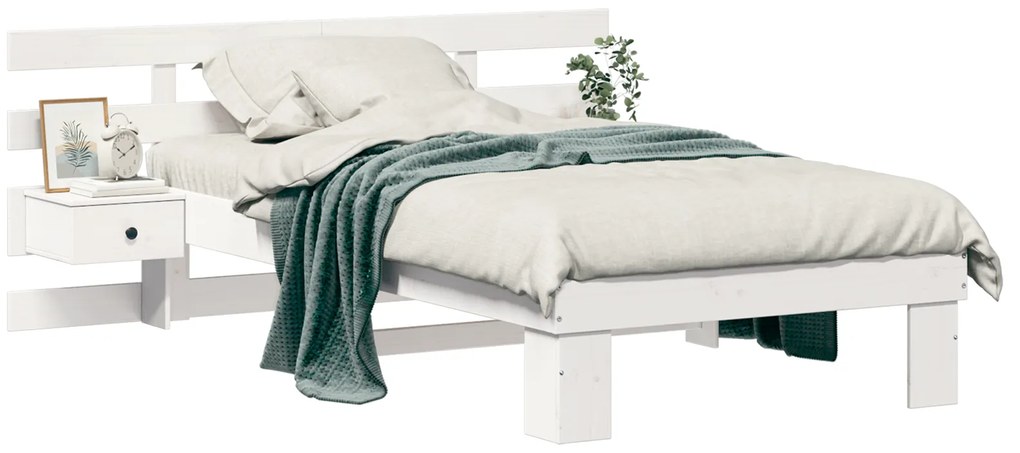 vidaXL Σκελετός Κρεβατιού Λευκό 75 x 190 cm Μασίφ ξύλο πεύκου