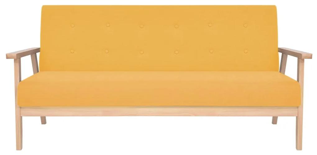 vidaXL Καναπές Τριθέσιος Κίτρινος Υφασμάτινος