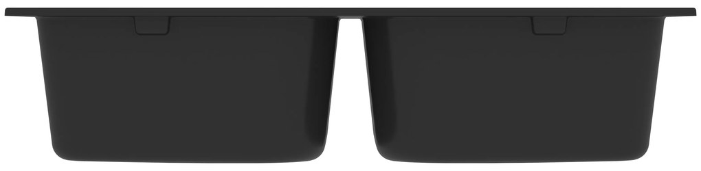 vidaXL Μαύρος Νιπτήρας Κουζίνας 760x480x184 εκ. Γρανίτης