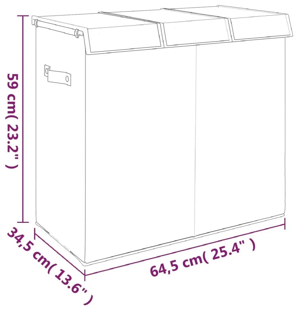 Καλάθι Ρούχων Πτυσσόμενο Γκρι 64,5x34,5x59 ε. Συνθ. Λινό Ύφασμα - Γκρι