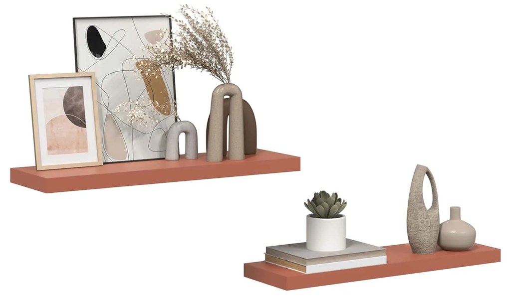 vidaXL Ράφι Τοίχου 2 pcs Κόκκινο 80 x 23,5 x 4 εκ Επεξεργασμένο ξύλο