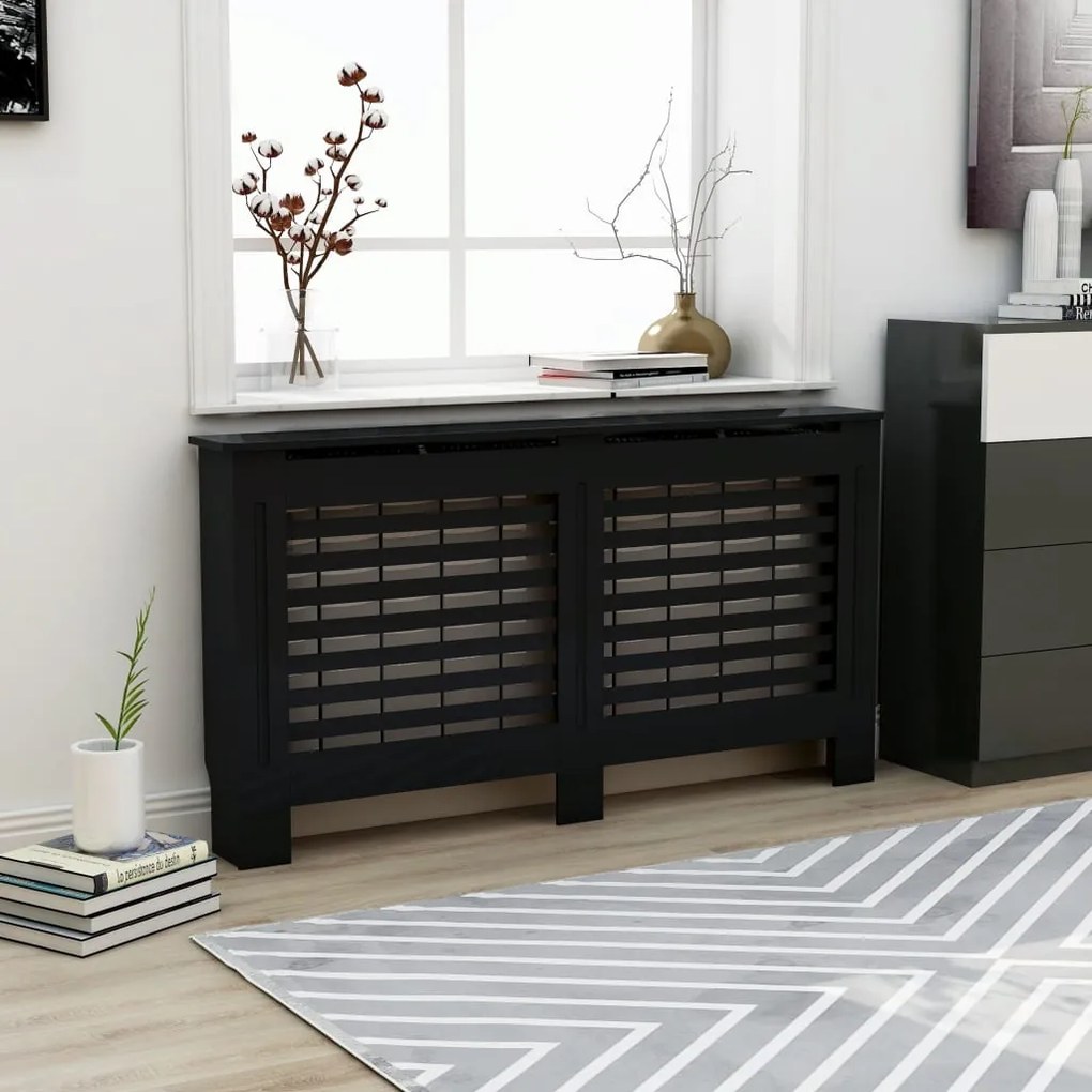 vidaXL Κάλυμμα Καλοριφέρ Μαύρο 152 x 19 x 81,5 εκ. από MDF