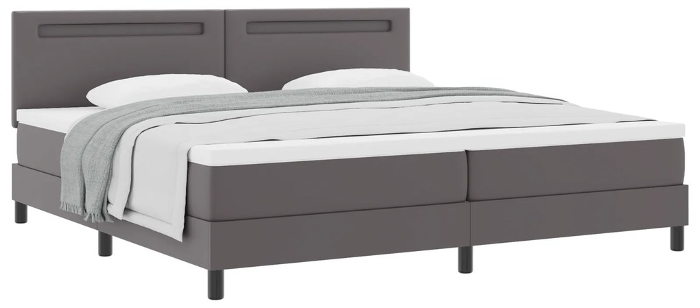 vidaXL Κρεβάτι Box Spring με Στρώμα σε Γκρι, 200x200 εκ, Ψεύτικο Δέρμα.