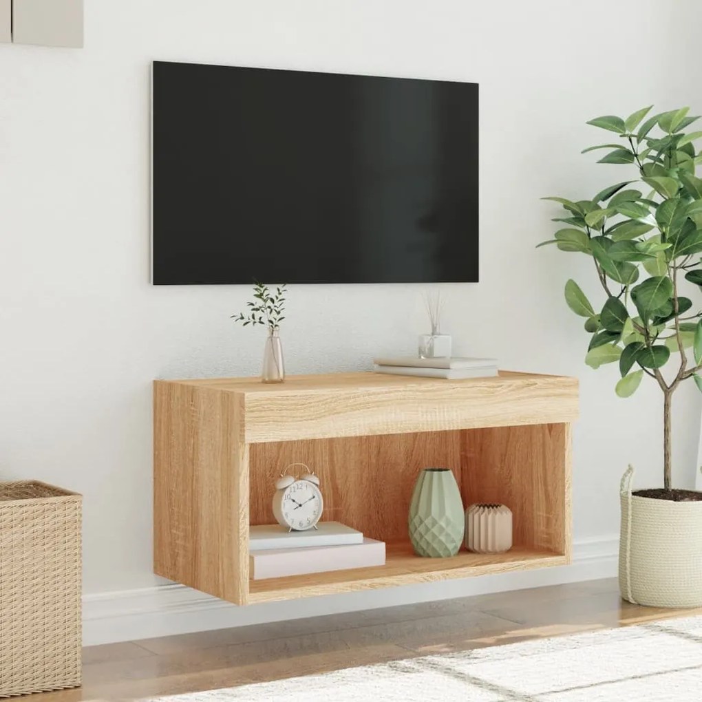 vidaXL Έπιπλο Τηλεόρασης με LED Sonoma Δρυς 60x30x30 εκ.