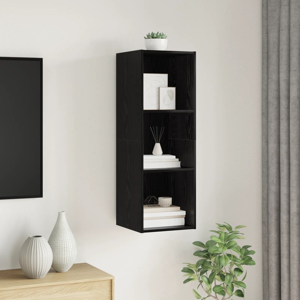 vidaXL Ντουλάπι TV Μαύρη δρυς 37 x 37 x 107 εκ Επεξεργασμένο ξύλο