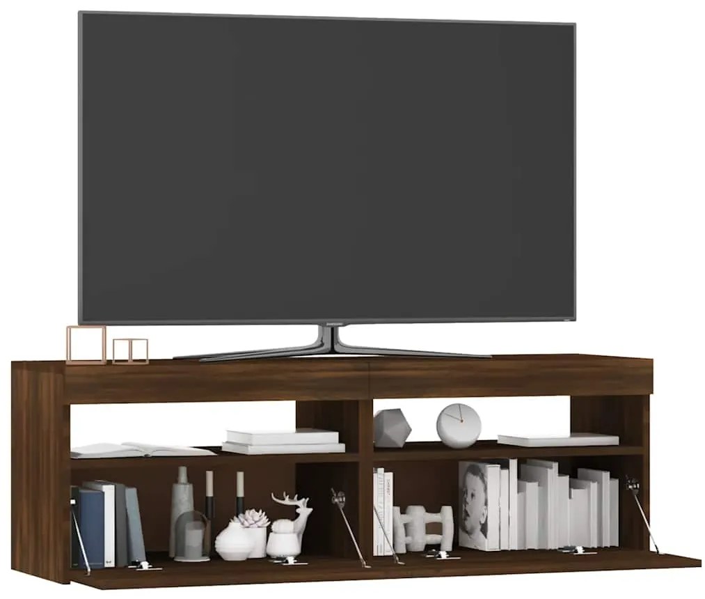 vidaXL Έπιπλο Τηλεόρασης με LED Καφέ Δρυς 120x35x40 εκ.