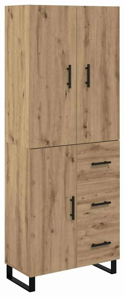 vidaXL Highboard με συρτάρι 2 pcs Artisan Oak Σύνθετο Ξύλο και Γυαλί