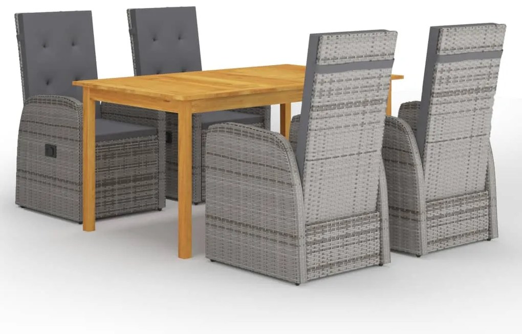 vidaXL Σετ Τραπεζαρίας Κήπου 5 Τεμαχίων Γκρι