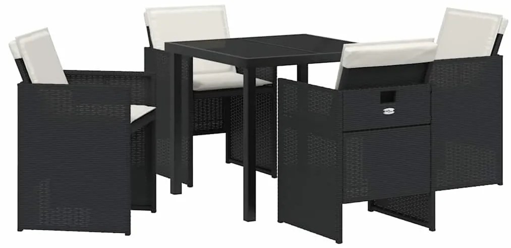vidaXL Σέτ φαγητού για κήπο 5 pcs Μαύρο συνθετικό ρατάν