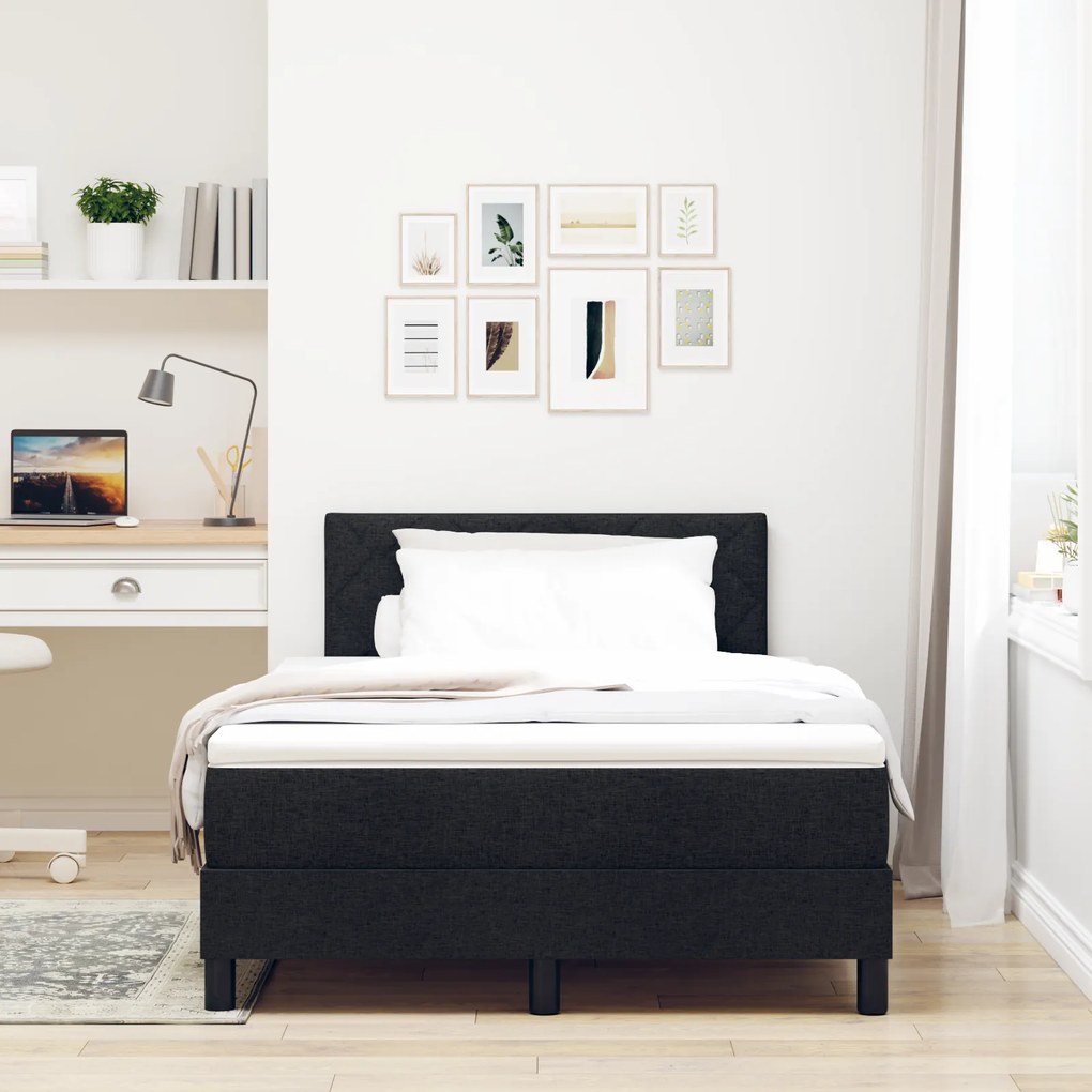 vidaXL Κρεβάτι με Ρομφαία και Στρώμα Μαύρο 120x190 cm Ύφασμα