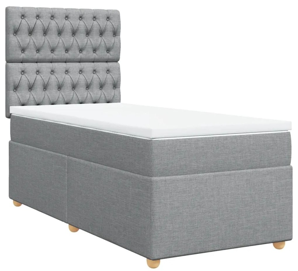 Κρεβάτι Boxspring με Στρώμα Ανοιχτό Γκρι 100x200 εκ. Υφασμάτινο - Γκρι