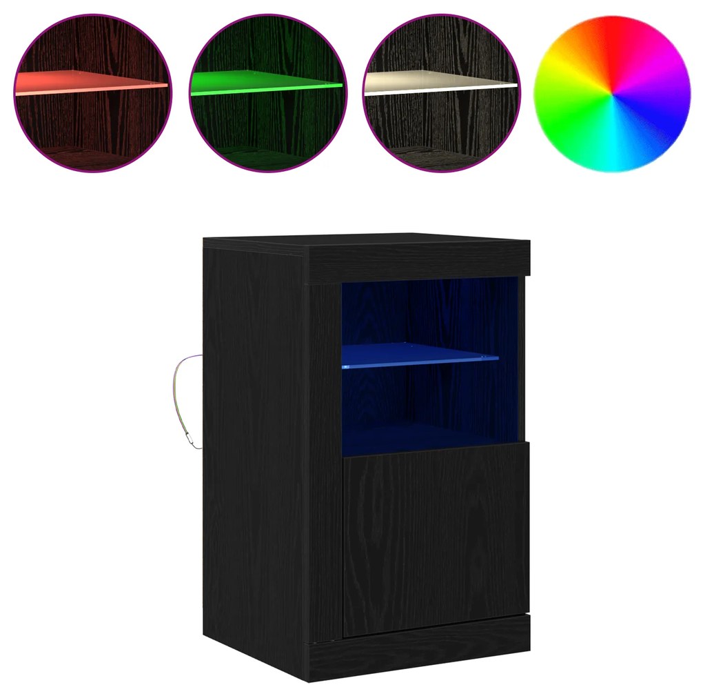vidaXL Σαλονάκι με LED Φώτα Μαύρη Δρυς 41x37x67 εκ.