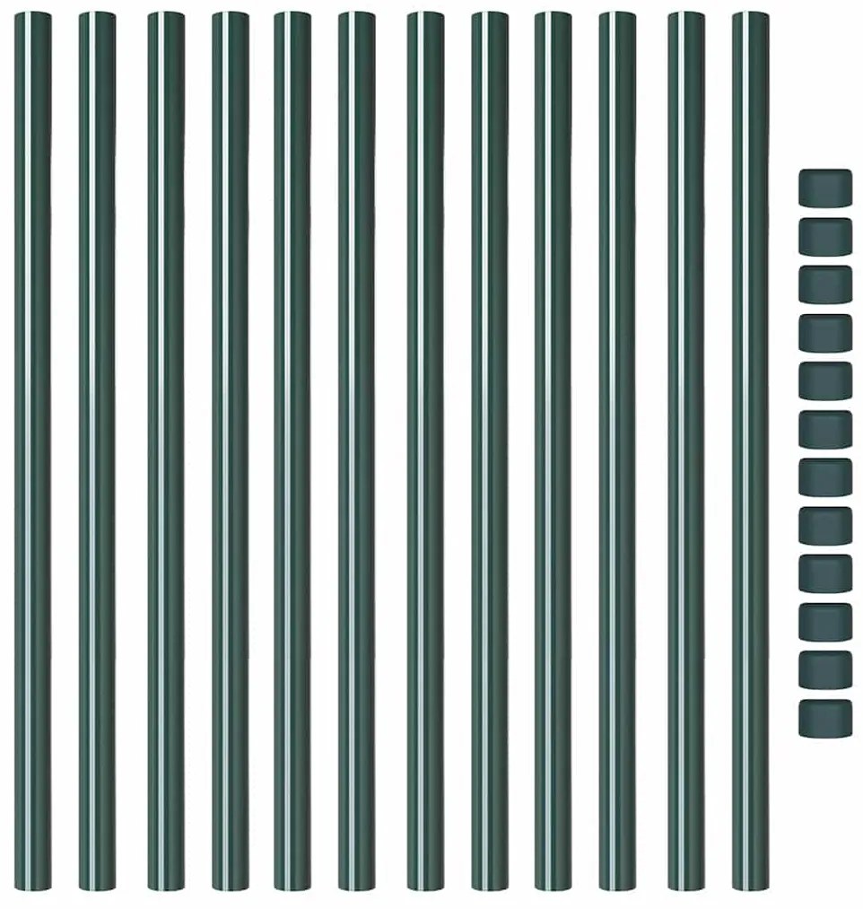 vidaXL Πό posts φράχτη 12 pcs Πράσινο 120 cm