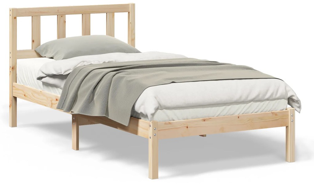 vidaXL Σκελετός Κρεβατιού Καφέ 75 x 190 cm Μασίφ ξύλο πεύκου