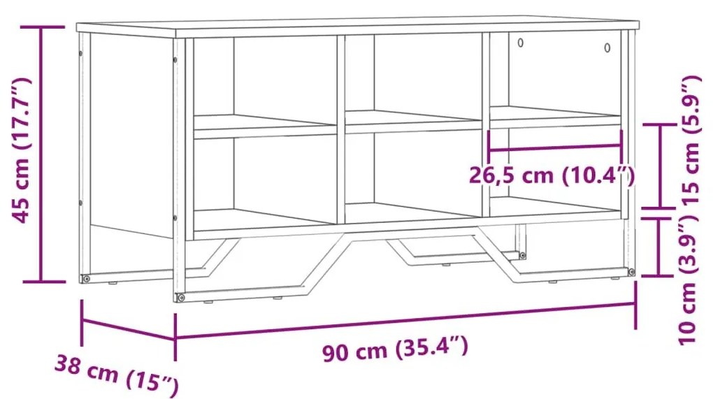 Παπουτσοθήκη Sonoma Δρυς 90x38x45,5 εκ. από Επεξεργασμένο Ξύλο - Καφέ