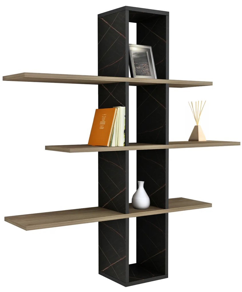 ΡΑΦΙΕΡΑ ΤΟΙΧΟΥ DOMINIC HM8976.13 ΜΕΛΑΜΙΝΗ ΣΕ ΦΥΣΙΚΟ-ΜΑΥΡΟ ΜΑΡΜΑΡΟ 96x19,5x101Υεκ.