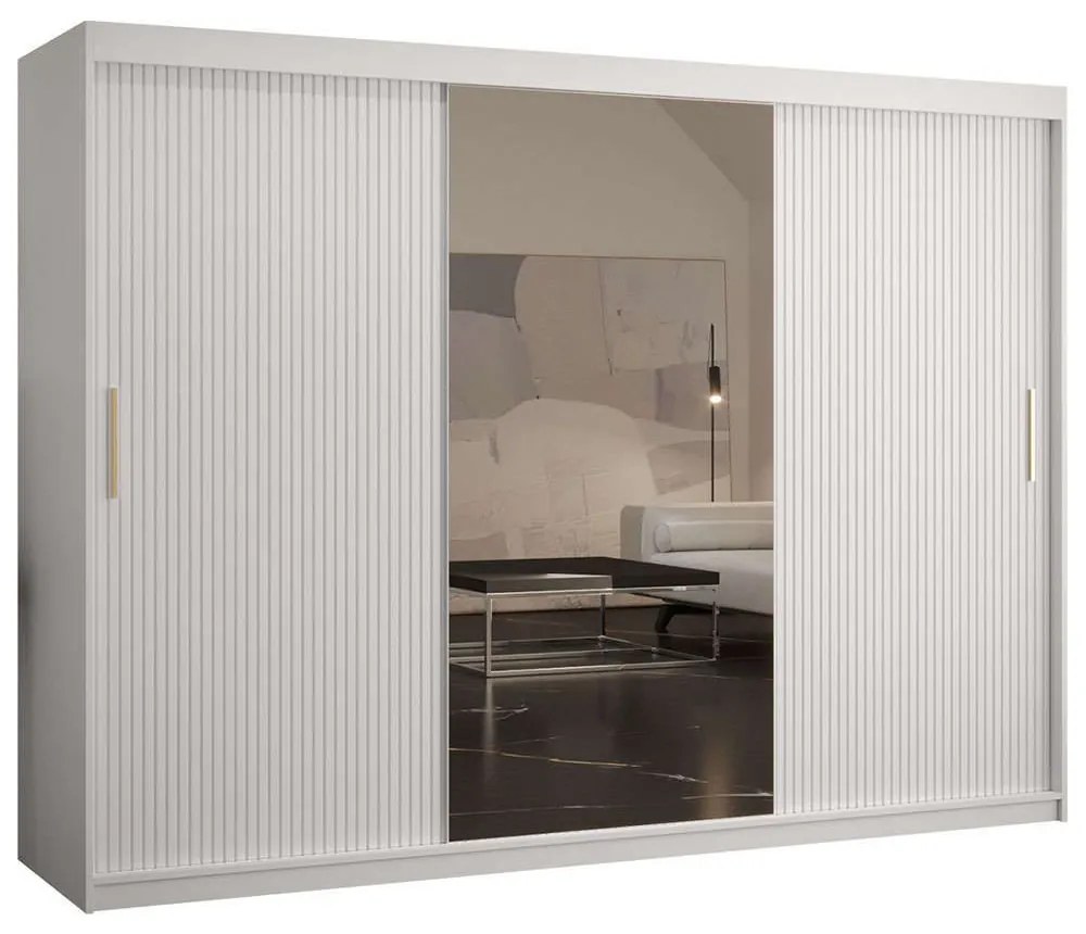 Ντουλάπα Δίφυλλη Συρόμενη Riflo Slim 162575739 250x62x200cm White-Gold Two Door