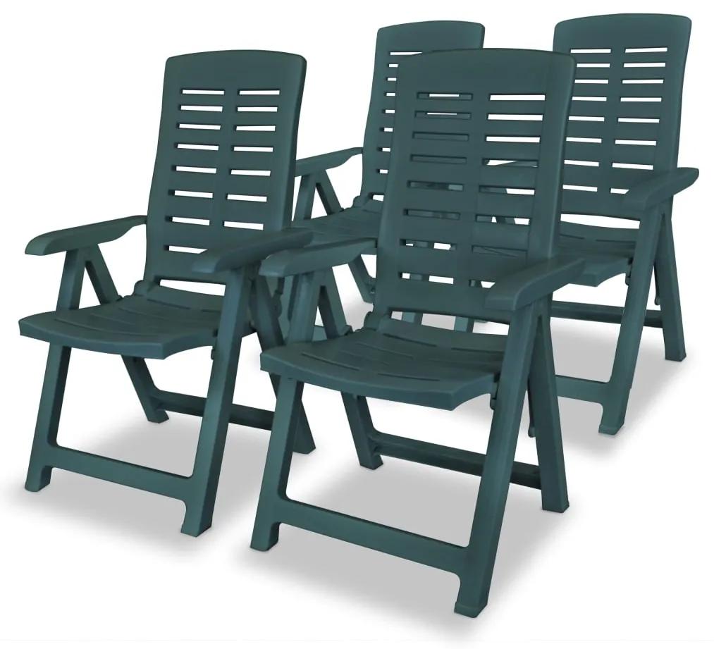 vidaXL Καρέκλες Κήπου Ανακλινόμενες 4 τεμ. Πράσινες Πλαστικές