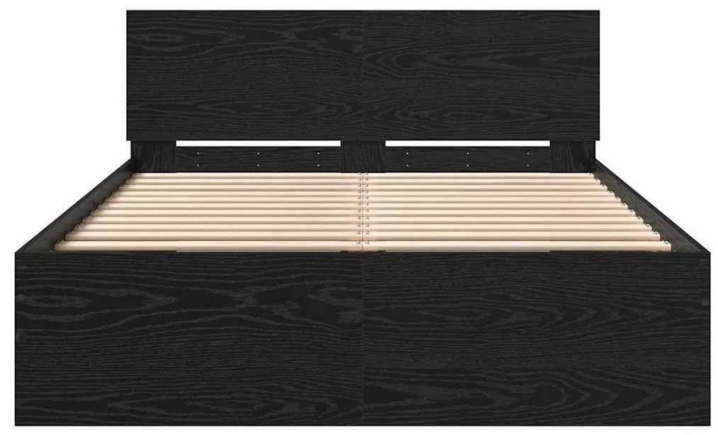 vidaXL Σκελετός Κρεβατιού με κεφαλάρι Μαύρη Οξυά 203 x 185 x 70 εκ