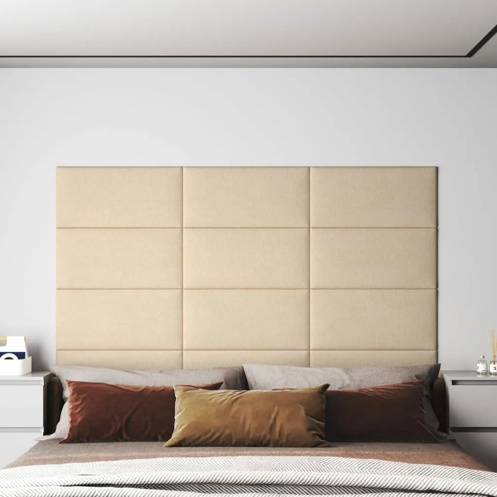 vidaXL Πάνελ Τοίχου 12 τεμ. Κρεμ 60x30 εκ. 2,16 μ² Υφασμάτινα