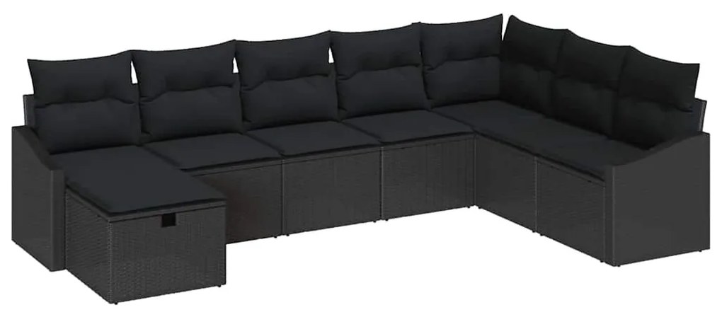 vidaXL Σετ Καναπέ Κήπου με μαξιλάρι 8 pcs Μαύρο Πολυ ράταν