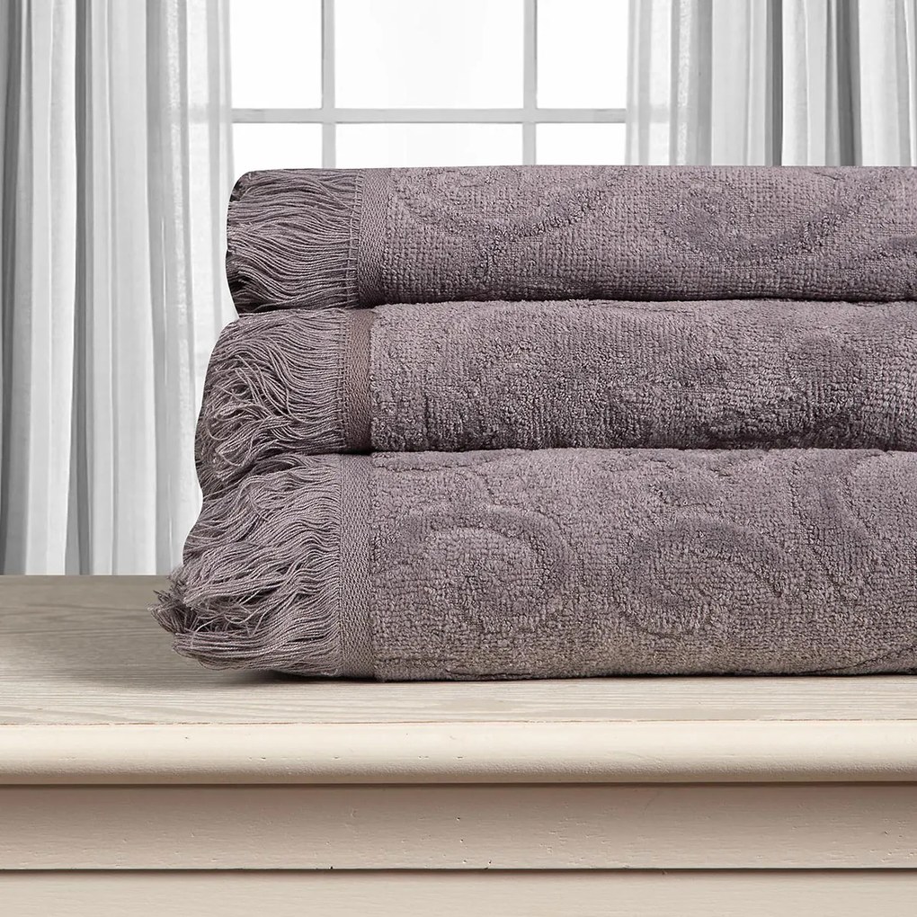 Πετσέτα Προσώπου (50x100) Silk Fashion Alicia 520gsm Γκρι