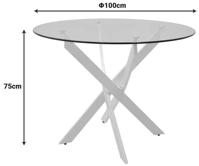 Τραπέζι Antoro pakoworld γυαλί και μεταλλικά πόδια σε λευκή απόχρωση Φ100x75εκ