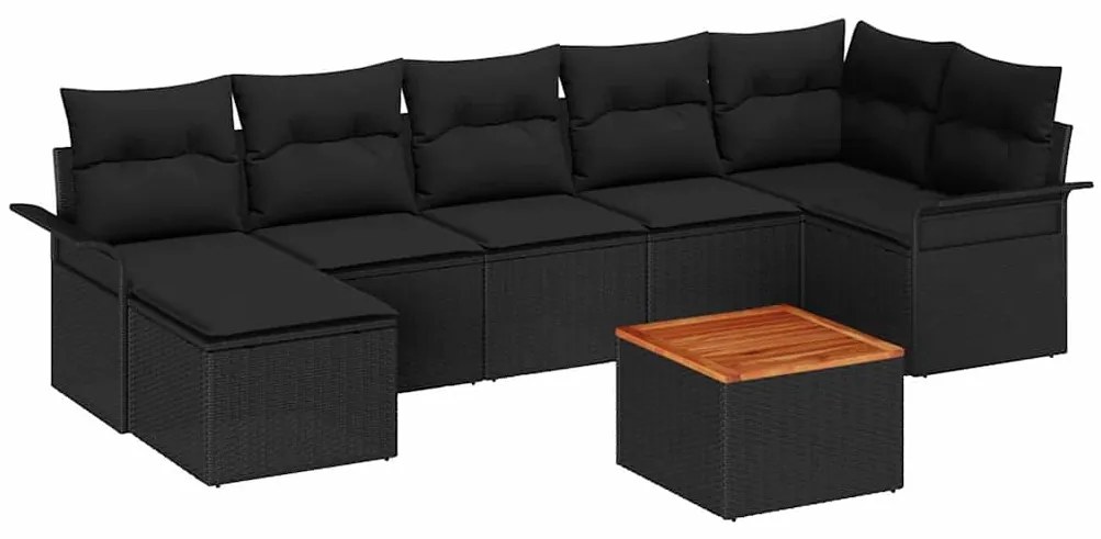 vidaXL Σετ Καναπέ Κήπου 8 pcs Μαύρο Πολυ ράταν