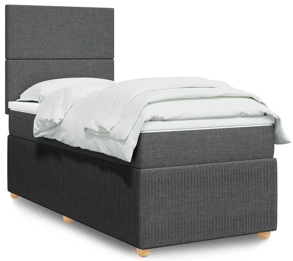 vidaXL Κρεβάτι Boxspring με Στρώμα Σκούρο Γκρι 80x200 εκ. Υφασμάτινο