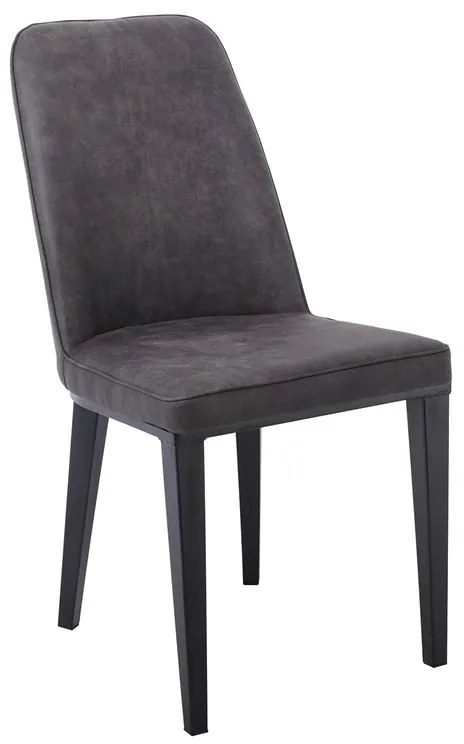 WOODWELL ΕΜ157,1CASTER Καρέκλα Τραπεζαρίας Κουζίνας, Μέταλλο Βαφή Μαύρο, Ύφασμα Suede Ανθρακί 45x60x89cm ΕΜ157,1