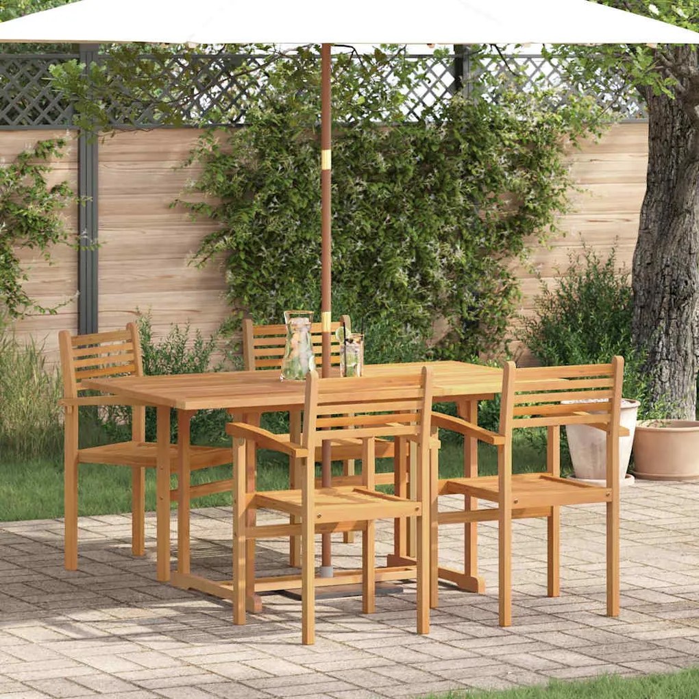 vidaXL Σέτ φαγητού για κήπο 5 pcs Καστανό Μασίφ ξύλο teak