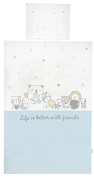 Σετ Σεντόνια Κούνιας 3τεμ. 70x140cm  Honey Happy Friends Blue  10420016402 Lorelli