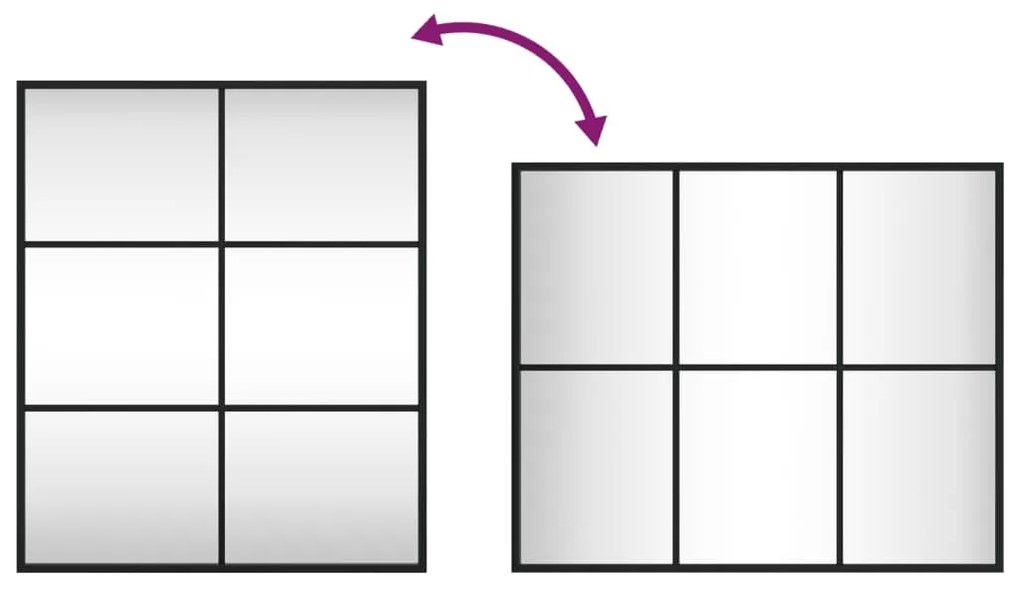 Καθρέφτης Ορθογώνιος Μαύρος 50 x 60 εκ. από Σίδερο - Μαύρο