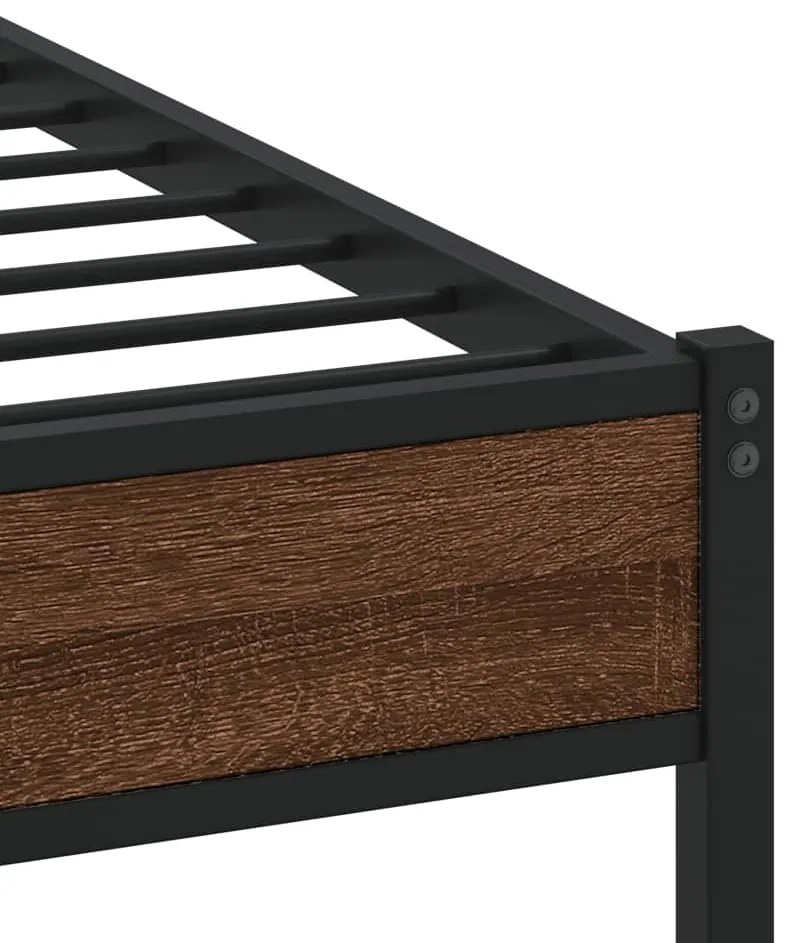 vidaXL Σκελετός Κρεβ. Χωρίς Στρώμα Καφέ Δρυς 160x200 εκ. Μεταλλικό
