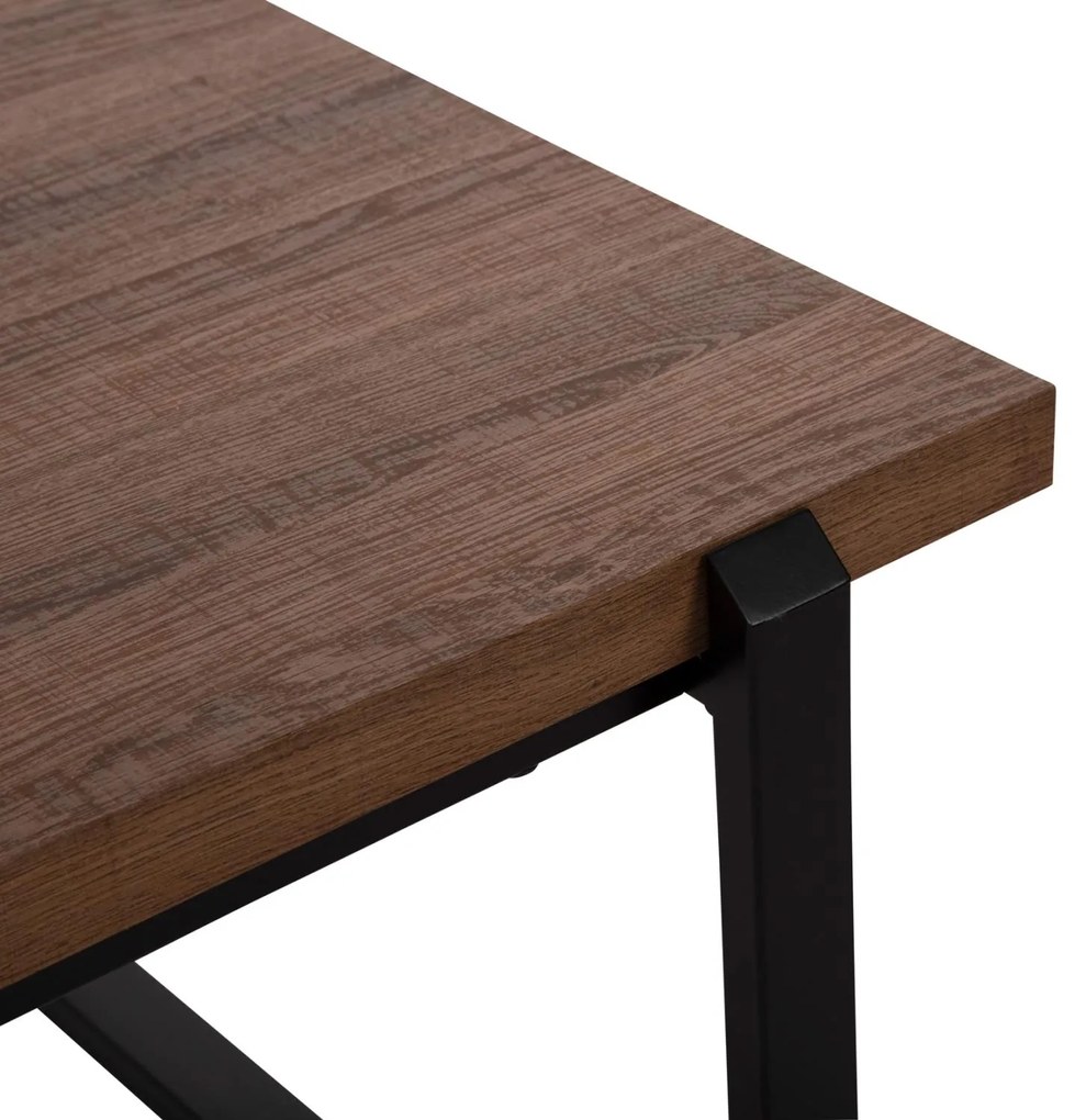 Τραπεζάκι σαλονιού SHABEN C9585.04 MDF Καρυδί Ξύλο με Μαύρη Μεταλλική Βάση 120x56X45Yεκ. 120x56x45 εκ.