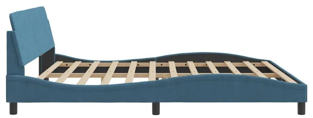 Πλαίσιο Κρεβατιού με Κεφαλάρι Μπλε 200x200 εκ. Βελούδινο - Μπλε