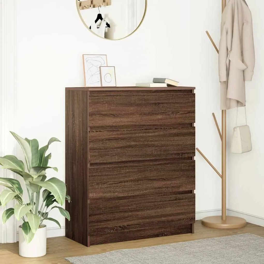 vidaXL Sideboard καφέ δρυς 80x35x99 cm Ξύλινο μηχανουργικό ξύλο